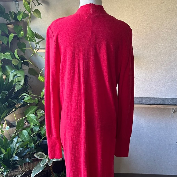 New Loft Raspberry 100% Cotton Open Front Cardigan size L - Picture 7 of 12